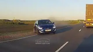 ДТП на трассе Тюмень - Омск: Hyundai Solaris в лоб фуре (Есть мат)