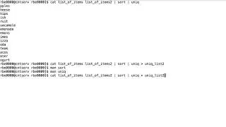 Linux: processing data with cat sort uniq wc diff grep
