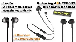 Unboxing JBL T205BT Pure Bass Wireless Metal Earbud Headphones with Mic