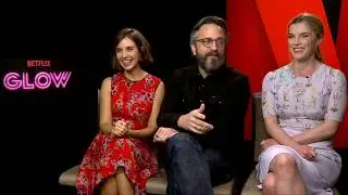 Alison Brie, Marc Maron, Betty Gilpin of GLOW -- with Scott Carty