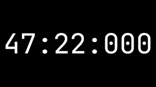 Countdown timer 47 minutes, 22 seconds [47:22:000] - White on black with milliseconds