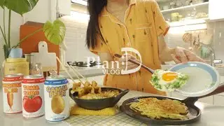 ENG│더운날 먹는 감자맥주, 파프리카 삼겹 치즈말이 만들고 판교 놀러가기. 김밥 6줄 말아먹는 자취일상