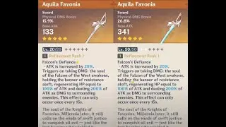 Aquila Favonia weapon appearance base vs. ascended in Genshin Impact