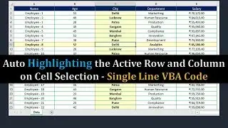 Auto Highlighting the Active Row and Column on Cell Selection - Excel Tips