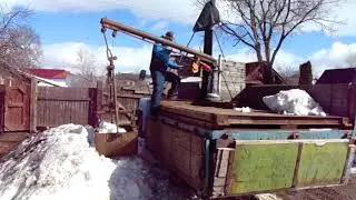 Мой экскаватор Грейфер Копать Своими руками ГАЗ Кран Работа грейфера Роет Техника Землеройка