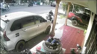Motorcycle falls after arrival in Pangkalpinang, Indonesia
