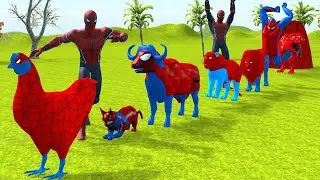 COLOUR 3D  Cow Duck Dog Gorilla Tiger Dinosaur Elephant Zebra  FOUNTAIN CROSSING ANIMALS SPIDERMAN