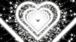 White Neon Heart With Star Shaped Glitter Particles on a Glittery Background. 4K Video Loop