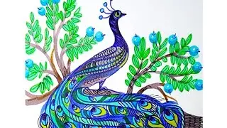 Как просто нарисовать павлина маркерами.