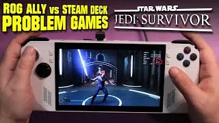 ROG ALLY Gameplay vs STEAM DECK Problem Games; Star Wars Jedi Survivor