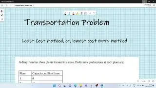 Transportation Problem, least cost method