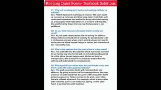 Keeping Quiet Poem 3- Textbook Solutions/ flamingo book solutions