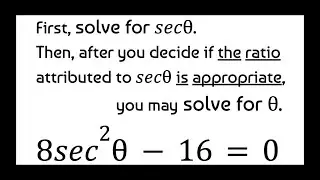 Solve 8sec²𝜃 − 16 =0...  on the interval [0,2𝜋).