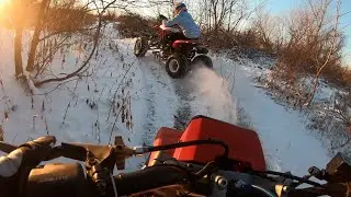Снег не остановит Honda atc200x и квадрик 250