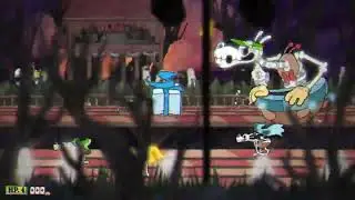 Ms. Chalice's airplane with cuphead's weapons