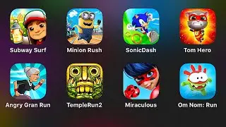 Subway Surfers,Minion Rush,Sonic Dash,Talking Tom Hero Dash,Angry Gran Run,Temple Run 2,Lady Bug,Om