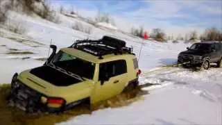 Toyota FJ Cruiser blows rear end at The Badlands Winter Ride 2014
