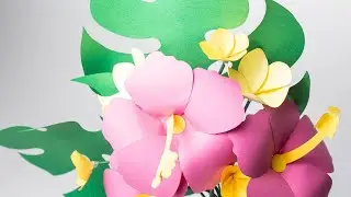 Hibiscus, Frangipani, and Monstera Leaves Bouquet | 3D svg | SVG Templates | Circuit | Flower Craft