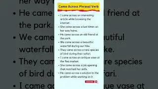 Came Across Phrasal Verb. 