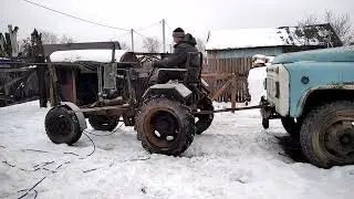 Почти тесла 2 Поменял шкив Трактор на электротяге Едем от розетки Теперь бензин не надо На поводке
