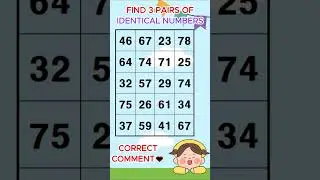 Find 3 pairs of identical numbers /Dementia Prevention Quizzes/Dementia Tests.168