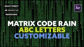 Matrix Code Rain (ABC Letters) - FREE After Effects Template (Customizable)