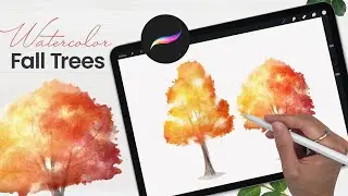 How To Draw Watercolor Fall Trees In Procreate • Easy iPad Art Tutorial