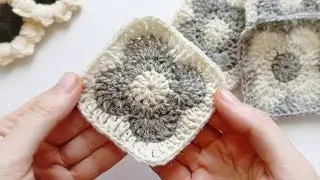 МК крючком🧶 Вязаный мотив с цветком🪷 Beautiful crochet square with 💞 #crochet #crochettutorial #diy