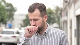 Sick Beard Casual Man Coughing Outdoor | Stock Footage - Videohive