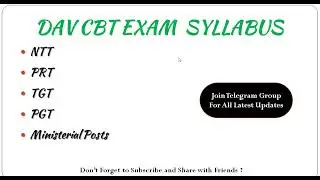 DAV CBT Syllabus NTT * PRT * TGT * PGT & Ministerial Posts Syllabus 2025-26