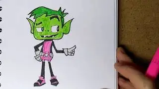 Как нарисовать Бистбоя  Юные Титаны вперёд! How to draw Beast Boy