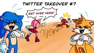 Amy and Knuckles argue over the cards while Sonic and Tails laugh at them | Sonic Twitter Takeover 7