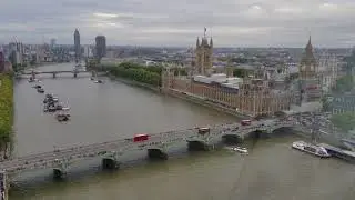 FREE 4K STOCK FOOTAGE! Big Ben, London Bridge, Thames, Parliament view from London Eye