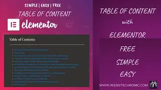 Elementor Anchor Links - Elementor Table Of Contents | How To Add Table of Content In WordPress 2020