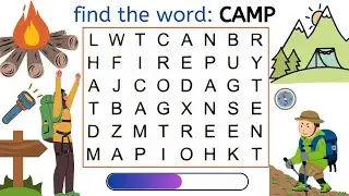 Camping Word Search Game | Find the words in the word search | English Words | Fun Learning Videos