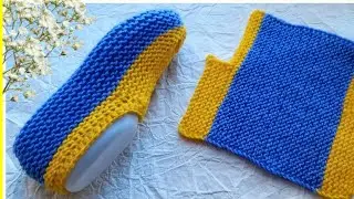 👌ЯРКИЕ ТАПОЧКИ СЛЕДКИ СПИЦАМИ!!!👍 МК для начинающих