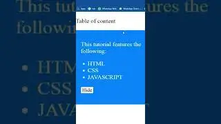 Try the Toggle show and hide button in JavaScript #webdesigning #javascript #shorts