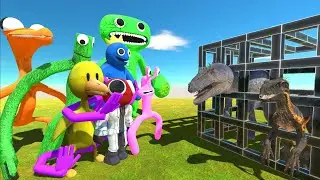 Jumbo Josh and Rainbow Friends Rescue Giganotosaurus, Indoraptor - Animal Revolt Battle Simulator