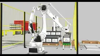 Robot Palletizing Cell Demo Video - Using Process Modeling with Visual Components 4.2
