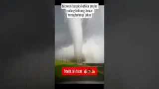 Momen langka ketika angin puting beliung besar menghalangi jalan 