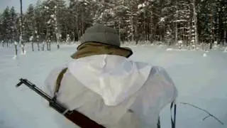 Охота на  бобра зимой, поход к заснеженной плотине  - Hike to beaver dam in winter.