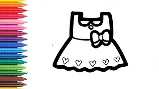 How to draw a rainbow ball gown for children 🌈👗/Bolalar uchun Kamalak libosini qanday chizish mumkin