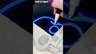 How to Draw Neon Glow Skull with Posca Markers 