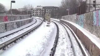 ᴴᴰ R42 J Train Front Window Footage - Jamaica Center-Broad Street with Snow