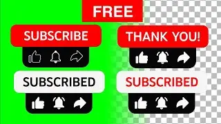 NEW!!! Subscribe notify bell like share button | green screen, transparent