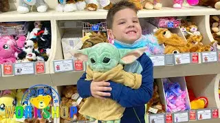 CALEB's FIRST BUILD-A-BEAR!!! 🐻 Caleb & Mommy MAKE BABY YODA at BUILD a BEAR Workshop!