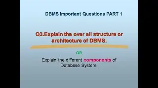Q3. OVERALL SYSTEM ARCHITECTURE OF DATABASE SYSTEM | COMPONENTS OF DATABASE STRUCTURE OR DBMS