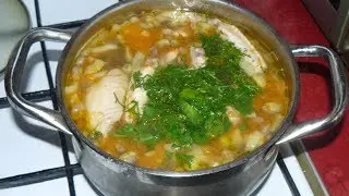 Легкий куриный суп с молодой фасолью. Очень вкусно!