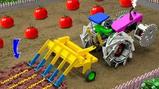Mini tractor transporting | Radha Krishna Trolly | Diy making mini plow machine science project