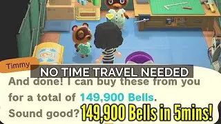 Fastest way to get money without time traveling in Animal Crossing (149,900 bells in 5mins)